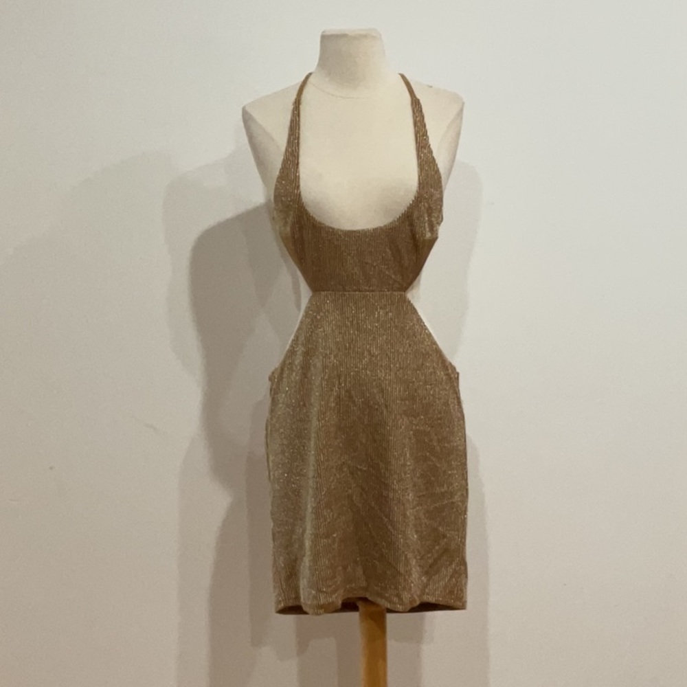Michael Costello Metallic Gold Mini Dress - Picture 5 of 13